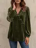 Tienda Independiente de Amazon Otoño 2026 Nueva Moda Casual para Mujer Europea y Americana Top de Terciopelo con Mangas Largas y Cuello en V