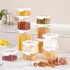 Frasco Sellado de Grado Alimenticio, Frasco de Almacenamiento de Granos de Gran Capacidad, Frasco de Almacenamiento Rectangular de Plástico Transparente para Cocina del Hogar