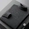 Suéter de Lã Gola Alta Ready-To-Wear de Outono e Inverno Masculino Pulôver Cor Sólida Suéter Casual Justo Camisa de Malha para Usar por Baixo