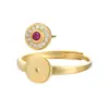 Anillo de Hebilla Pequeña Ping An Retro Hebilla de Anillo para Mujer DIY Cuentas de Ábaco Cera de Abeja Esmeralda Anillo Cubo Vacío Accesorios