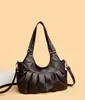 Bolso de Piel Suave Plegado Transfronterizo Nuevo 2025 para Mujer, Bolso de Hombro Cruzado de Gran Capacidad para el Trabajo con un Toque de Lujo para Mamás