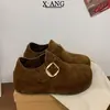 Versión de piel de vaca suela gruesa tacón oculto cobertura total zapatos Birkenstock para mujer 2026 otoño nueva llegada sin cordones suela blanda zapatos de una sola pieza para persona perezosa