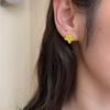 Pendientes de flor pequeña roja, dopamina amarillo, circón rojo, flor pequeña, temperamento de niña pequeña, pendientes Joker, mujer, venta al por mayor