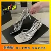 Sandalias de punta cuadrada estilo francés de color liso con tiras finas 2025 elegantes de verano nuevo estilo tacón de aguja alto moda calzado para mujer