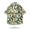Camisa Floral Retro Vintage Estilo Hong Kong de Manga Corta Diseño Estilo Tailandés Hawaiano Camisa de Marca Atractiva de Moda para Hombres y Mujeres