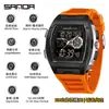 Reloj Deportivo Sanda de Doble Pantalla para Estudiantes de Secundaria, Montañismo al Aire Libre, Hora Mundial, Resistente al Agua, Cuenta Atrás, Versátil, Elegante Reloj Electrónico