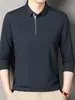 Camisa polo para hombre sin costuras transfronteriza 2025 primavera y otoño nueva para mediana edad casual de negocios con cuello de solapa manga larga camiseta al por mayor