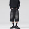 Ropa para Hombre Lktm # Estilo Coreano de Verano Jeans Lavados de Pierna Ancha Tres Cuartos para Hombres y Mujeres, Shorts Rectos Holgados que Adelgazan la Silueta