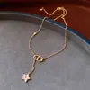 Colar de Estrela com Pingente de Letra e Pentagrama, Corrente de Clavícula Fashion e Simples, Joia de Nicho de Luxo Leve para Mulheres