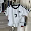 Conjunto Casual de Algodão com Manga Curta Novo para Verão 2026 para Meninos e Meninas, Conjunto de Duas Peças com Shorts de Manga Curta Listrados para Bebês e Crianças