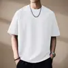 Camiseta de manga corta de color liso, peso pesado, estilo retro americano de alta gama para hombre, marca de moda de verano, simple, holgada, top casual versátil para hombre
