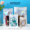 Bolsa con Cierre de Cremallera Láser Portatarjetas Joyería Bolsa de Empaque Transparente Almacenamiento a Prueba de Polvo Bolsa de Empaque con Pegatina Grande