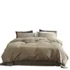 Estilo Wabi-Sabi Sencillo Algodón Puro Teñido en Hilo Jacquard Juego de Cuatro Piezas Funda de Colcha de Algodón Rayada Casual Sábanas Ropa de Cama 1.8m