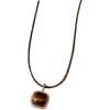 Collar de Ojo de Tigre Color Café Maillard de Gama Alta, Moderno y Versátil, Cadena para Sudadera, Cadena para el Cuello Versátil de Celebridad de Internet, Cadena para Suéter