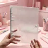 Carpeta A5 Sencilla con Purpurina, Cubierta de Carpeta A5 de Cuero Suave, Cuaderno, Agenda, Portatarjetas, Páginas Rellenables de 6 Agujeros