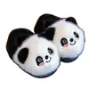 Pantuflas de algodón para niños con diseño de panda, con acolchado en el talón, estilo invierno, felpa, cálidas, antideslizantes, lindas, adecuadas para uso en casa, para padres e hijos, bebés.