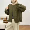 Jaqueta Padded Acolchoada de Sarja com Gola Redonda Feminina 2026 Outono/Inverno Novo Estilo Barra Ajustável com Cordão Jaqueta Acolchoada Fina Casaco de Algodão
