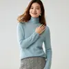 Bai Cai Rong Otoño Invierno Nuevo Suéter de Cachemira para Mujer Dobladillo Enrollado Cuello Alto Tejido Cálido Lujo Ligero Cálido Suave Esponjoso Suéter