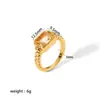 Anillo de Acero Titanio de Lujo Ligero Estilo Europeo y Americano Patrón de Cáñamo Nicho Circonita Oro 18K Acero Inoxidable Anillo Joyería para Mujeres