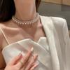 Collar tipo gargantilla tejido con perlas simple y elegante japonés y coreano para mujer, Cadena para la clavícula retro de alta gama francesa, Encantador para primavera y verano