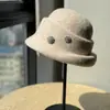 Nuevo Sombrero Elegante de Otoño e Invierno para Mujer de Lana con Pedrería Sombrero de Pescador Retro Británico Versátil Cálido Sombrero de Equitación