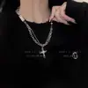 Collar Apilado de Doble Capa con Cruz para Hombres y Mujeres, Moda de Alta Gama Otoño e Invierno, Cadena Versátil para Suéter, Cadena de Clavícula Hip-Hop Callejero