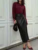 Saia de Couro de Alta Qualidade Amazon Transfronteiriça Outono 2026 Nova Moda Sexy Cintura Alta Slim-Fit Fenda Colada ao Quadril