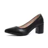 2026 Nuevos Zapatos de Moda Casuales Transpirables de Cuero Patentado de Tacón Alto Grueso de Punta Puntiaguda de Talla Grande para Mujer