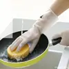 Guantes para tareas domésticas blanco transparente lavandería impermeable plástico goma limpieza del hogar antideslizante grueso duradero cocina lavavajillas