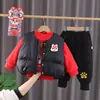 Traje de invierno de manga larga para niños y niñas nuevo popular en línea calle frita año león chaleco año dragón manga larga forro polar engrosado conjunto de tres piezas