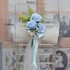 Nuevos tiradores de puerta florales versátiles para respaldo de silla de boda al aire libre, decoraciones florales para escaleras, decoraciones para coche de boda en la iglesia y accesorios florales artificiales.