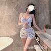 Traje Sexy y Sexy con Estampado Floral de Cerezas Que Se Puede Usar Afuera, No Hay Necesidad de Quitarse los Tirantes, Pijama de Cuello en V y Almohadilla en el Pecho, Cómodo para el Hogar