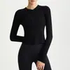 Camiseta de Yoga de Color Sólido para Mujer, Camiseta de Manga Larga Otoño e Invierno, Protección Solar para Mujer, Secado Rápido, Ligera, Top Deportivo para Correr al Aire Libre, Pilates