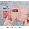 Billetera Corta Explosiva para Mujer, Delgada, Plegable en Tres, Multifunción, Pequeña, Corazón de Niña, Moda, Mini Billetera, Portatarjetas Uno