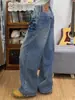Jeans anchos de pierna ancha lavados y desgastados con tachuelas estilo retro americano 2026 para mujer, nuevo estilo de verano, holgados y adelgazantes, pantalones de moda hasta el suelo