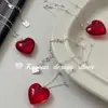 Corrente para Clavícula Design Minimalista Nicho Estilo Coreano S925 Prata Esterlina Colar com Pingente de Coração Vermelho Versátil e Elegante