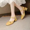 Zapatos Cuadrados Simples de Primavera 2023 Hebilla Baotou Sandalias Abiertas Sandalias de Tacón Medio Grueso Venta al por Mayor de Fábrica