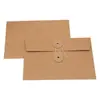 Bolsa de Archivo Artística Retro con Correa Sobre de Papel Kraft de Tacto Grueso Simple Bolsa de Almacenamiento para Agenda Factura Papelería Cosida con Hilo