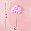 Paquete de 10 bolas de pelo para decorar tartas de cumpleaños, nubes, luna roja enchufable, nubes blancas, adornos de arcoíris para tartas, banderas.