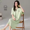 Camisola de Algodão Modal Super Macia com Bojos, Manga Curta, Tamanho Grande, Pode Ser Usada Fora, Vestido de Dormir de Verão, Vestido de Casa Pulôver