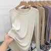 Camiseta Suave y Acogedora para Principios de Primavera, Otoño e Invierno 2026 Nuevo Estilo Camiseta Holgada de Manga Larga para Mujer, Camiseta Básica Interior Simple, Top de Color Sólido
