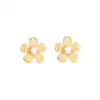 Pendientes de Plata S925 Chapados en Oro con Perla Natural Florales Simples y Elegantes para el Día a Día con Diseño Delicado y Elegante