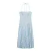 Para Comercio Exterior Europeo y Americano Transfronterizo Ropa de Mujer Aliexpress Más Vendido Verano Lunares Fluido Esponjoso Cuello Halter Vestido Midi