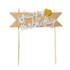 Fiesta Feliz Feliz Banner Cumpleaños Cumpleaños Bronceado Fiesta de Cumpleaños Decoración de Pastel Inserto de Bandera