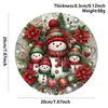Decoração de placa de porta redonda de madeira de Natal, pingente de decoração de árvore de Natal para varanda externa, teca antiga Binxin