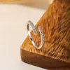 Anillo Abierto de Lujo Ligero con Diamantes Completos para Mujer, Anillo de Dedo Índice de Circonita Semicircular de Diseño Único, Anillo Versátil de Gama Alta