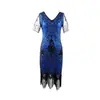 Ropa de Mujer Europea y Americana 2026 Amazon S-4XL Vestido de Noche con Lentejuelas Disfraz de Actuación Vestido Retro de los Años 20 con Lentejuelas Tallas Grandes