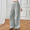 Ropa BaifenTemu Transfronterizo 2026 Otoño/Invierno Nuevo Estilo Simple Holgado Encaje Patchwork Pantalones de Chándal de Pierna Ancha para Mujer