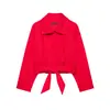 Comercio Exterior Transfronterizo de Aliexpress 2026 Chaqueta Popular para Mujer de Color Sólido Estilo Francés con Cinturón y Lazo, Versátil para el Trabajo