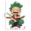 Versão Q PVC Série One Piece Postura Sentada Rindo Luffy Zoro Sanji Modelo de Mão Tendência Ornamento de Mesa Carro